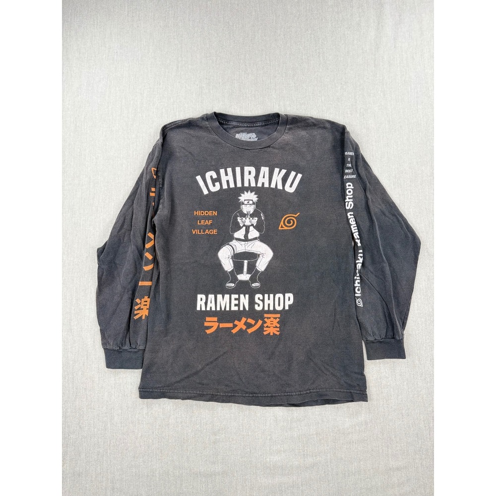 Naruto Shippuden Ichiraku Ramen Shop Long Sleeve Graphic Tee Black Mens L